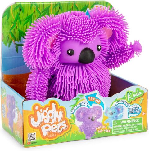 Eolo Jiggly Pets Kids’ Koala الدب الصغير المطاطي الذي يمشي، حركة الجسم بالكامل، الرقص، الاهتزاز، الموسيقى السريعة، المؤثرات الصوتية، شعر رائع قابل للتمدد، أرجواني ساطع، للأعمار من 4 سنوات فما فوق in Kuwait