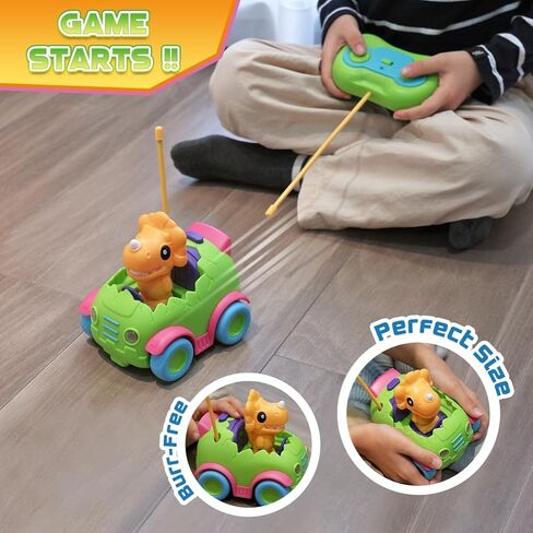 Nueplay Remote Control Car for Toddler Age 2 3 4 5, Electric RC Car Toys with Light & Music, Toddler Dinosaur Toys, Dino Race Car Vehicles, Dinosaur Figures Truck, Birthday Gift for Boys & Girls Green in Kuwait