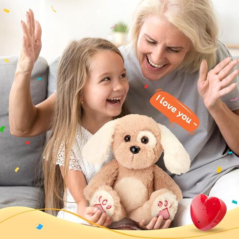 12" Heartbeat Recordable Teddy Bear,Voice Recorder Plush Toy Stuffed Animal Soft Fuzzy Doll Gifts Messages Recording Playback for Kids Birthday Children's Day in Kuwait