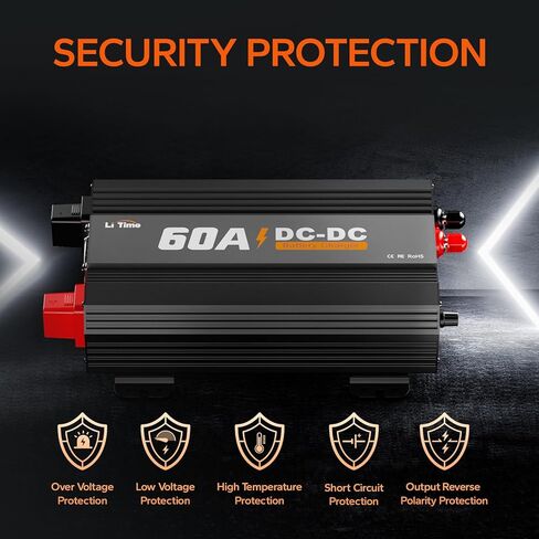 شاحن بطارية LiTime 12V 40A DC إلى DC مناسب لبطاريات LiFePO4 وحمض الرصاص وSLA والجل وAGM والكالسيوم. شاحن ثلاثي المراحل للتطبيقات واسعة النطاق والمركبات الترفيهية والقوارب واليخوت. in Kuwait
