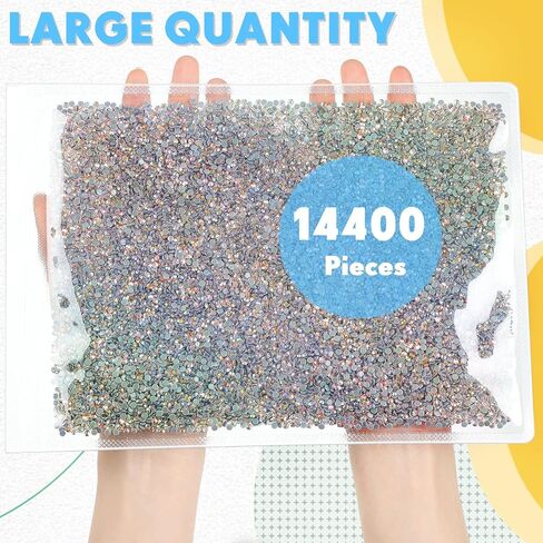 14400 Pcs Crystal Hotfix Rhinestone Large Quantity Glass Flatback Rhinestones Hot Fix Crystal Rhinestones Round Crystal Gems Glass Stones for Clothes Shoes DIY Crafts Supplies (SS10, Black) in Kuwait