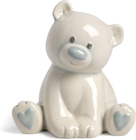 DEMDACO Teddy Bear Blue and Tan 7 x 5.5 Inch Ceramic Stoneware Piggy Money Bank in Saudi Arabia