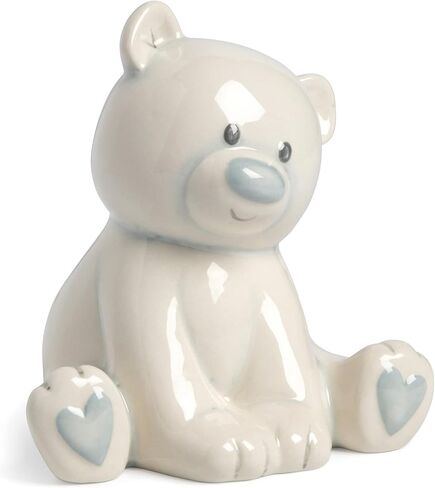 DEMDACO Teddy Bear Blue and Tan 7 x 5.5 Inch Ceramic Stoneware Piggy Money Bank in Saudi Arabia