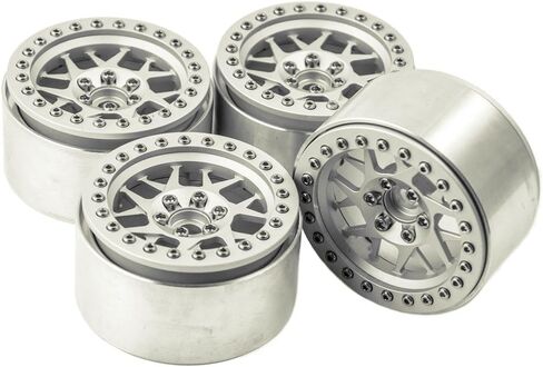 موهيرو 2.2 بوصة RC Beadlock عجلات/حواف لسيارة زاحفة Rc بمقياس 1/10 90018 حزمة من 4 (فضي + أسود) in Kuwait