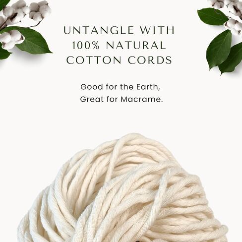 BOCHIKNOT Macrame Cord 3mm x 650yds Bulk Roll - Natural Single Strand Macrame Cotton Cord - Macrame Supply - Large Roll of Macrame Cotton Rope for Knotting, Wall Hangings, Plant Hangers (Natural) in Saudi Arabia