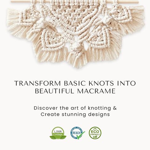 BOCHIKNOT Macrame Cord 3mm x 650yds Bulk Roll - Natural Single Strand Macrame Cotton Cord - Macrame Supply - Large Roll of Macrame Cotton Rope for Knotting, Wall Hangings, Plant Hangers (Natural) in Saudi Arabia