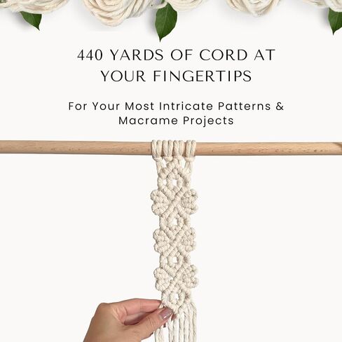 BOCHIKNOT Macrame Cord 3mm x 650yds Bulk Roll - Natural Single Strand Macrame Cotton Cord - Macrame Supply - Large Roll of Macrame Cotton Rope for Knotting, Wall Hangings, Plant Hangers (Natural) in Saudi Arabia