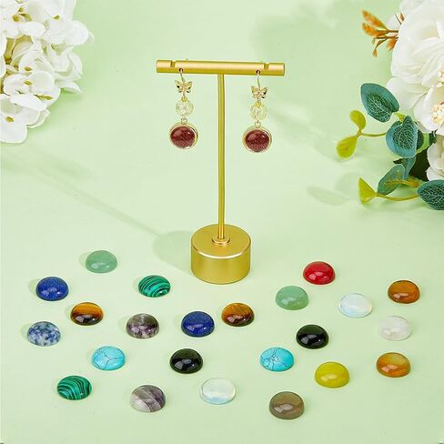 SUPERFINDINGS 40pcs 10mm Half Round Natural Cabochon 20 Color Flat Back Gemstone Cabochon Healing Quartz Chakra Crystal Stone for Bracelet Necklace Jewelry Making in Kuwait