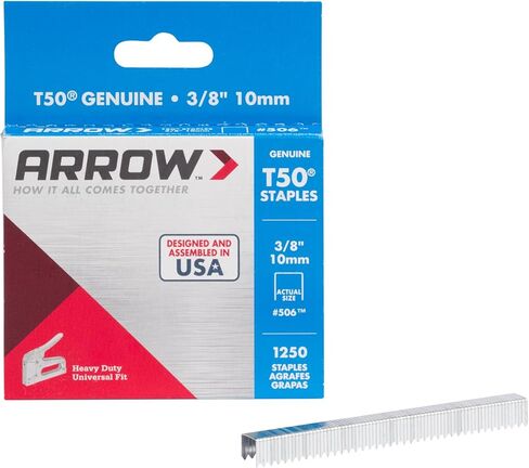 Arrow 506 Heavy Duty T50 3/8-Inch Leg Length, 3/8-Inch Crown, Staples for Upholstery, Construction, Furniture, Crafts, 1250-Pack in Saudi Arabia