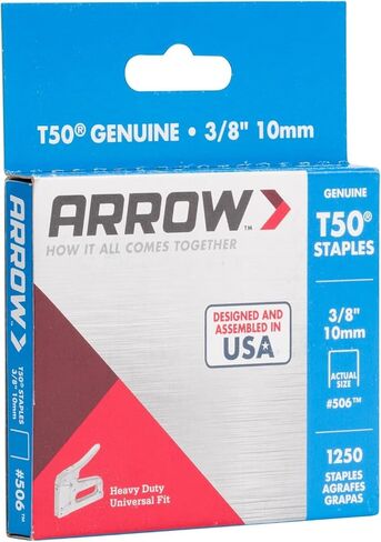 Arrow 506 Heavy Duty T50 3/8-Inch Leg Length, 3/8-Inch Crown, Staples for Upholstery, Construction, Furniture, Crafts, 1250-Pack in Saudi Arabia