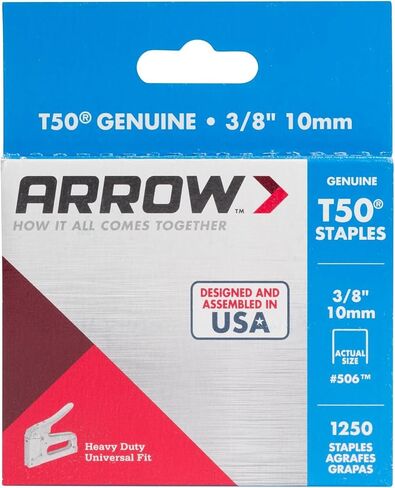 Arrow 506 Heavy Duty T50 3/8-Inch Leg Length, 3/8-Inch Crown, Staples for Upholstery, Construction, Furniture, Crafts, 1250-Pack in Saudi Arabia