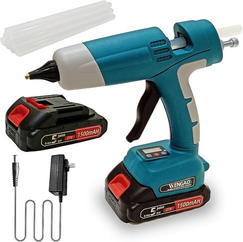 Cordless Hot Glue Gun Kit, Digital Temperature-controlled Electric Glue Gun with 10Pcs 11mm Glue Sticks for Arts Crafts DIY Festival Decor School Home Repair（Batteries Includes ） in Saudi Arabia