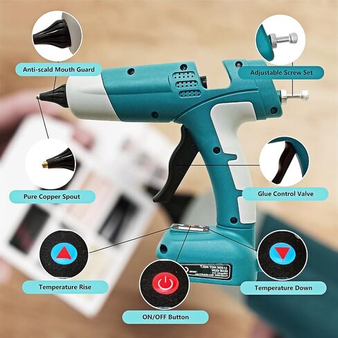 Cordless Hot Glue Gun Kit, Digital Temperature-controlled Electric Glue Gun with 10Pcs 11mm Glue Sticks for Arts Crafts DIY Festival Decor School Home Repair（Batteries Includes ） in Saudi Arabia