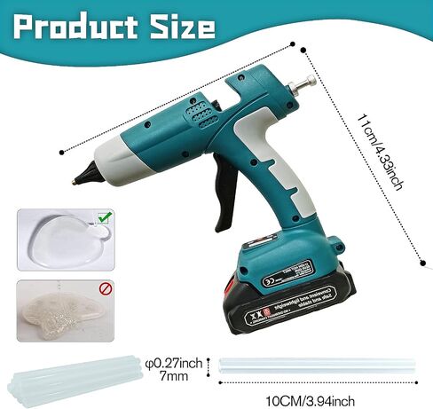 Cordless Hot Glue Gun Kit, Digital Temperature-controlled Electric Glue Gun with 10Pcs 11mm Glue Sticks for Arts Crafts DIY Festival Decor School Home Repair（Batteries Includes ） in Saudi Arabia