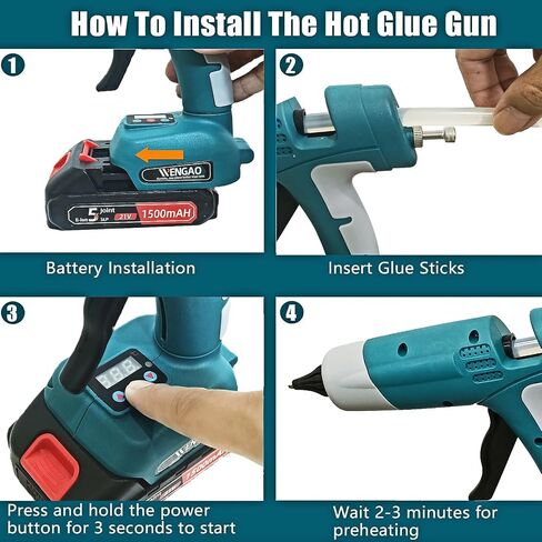Cordless Hot Glue Gun Kit, Digital Temperature-controlled Electric Glue Gun with 10Pcs 11mm Glue Sticks for Arts Crafts DIY Festival Decor School Home Repair（Batteries Includes ） in Saudi Arabia