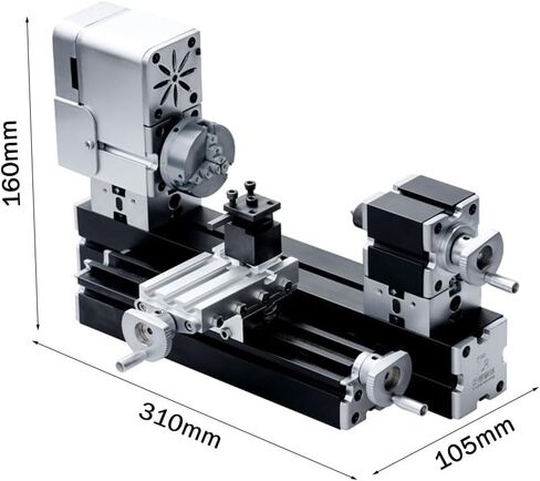 ZHRUI Electroplated all Metal Mini Miniature Didactical Metal Lathe 50mm Center 36W 20000RPM for Processing Aluminum,Wood, Plastic Materials (Heighten Style) in Kuwait