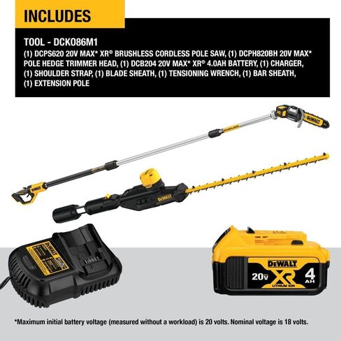 DEWALT DCKO86M1 20V MAX* مجموعة منشار كهربائي لاسلكي ومجموعة أدوات تشذيب التحوط القطبي in Saudi Arabia
