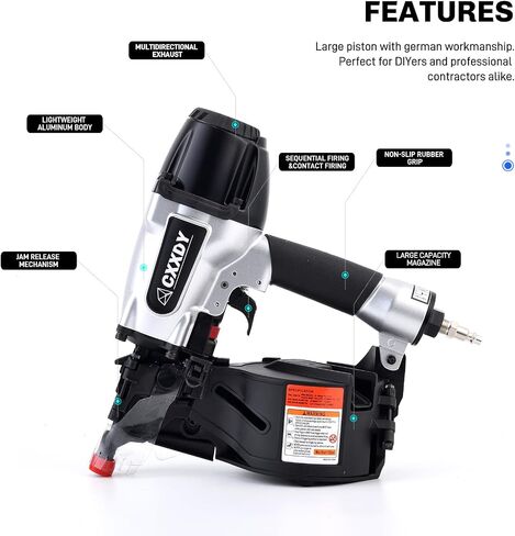 CXXDY Siding Nail Gun 15 Degree 1-1/4" to 2-1/2" Pneumatic Coil Siding Nailer for Siding, Framing, and Fencing - Professional-Grade Performance for Contractors and DIY in Saudi Arabia