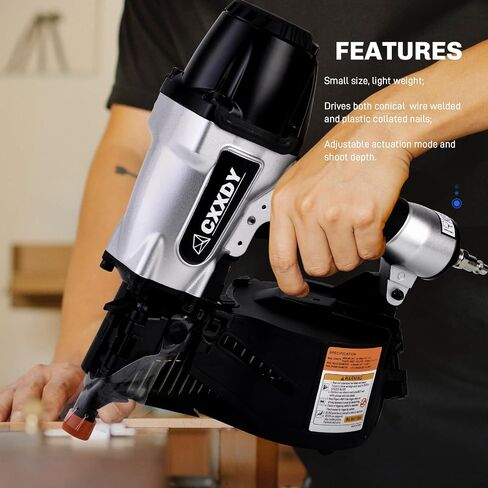 CXXDY Siding Nail Gun 15 Degree 1-1/4" to 2-1/2" Pneumatic Coil Siding Nailer for Siding, Framing, and Fencing - Professional-Grade Performance for Contractors and DIY in Saudi Arabia