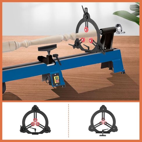 مسند ثابت لمخرطة الخشب لمخرطة متوسطة متأرجحة مقاس 12 بوصة، مثبت مخرطة خشب قابل للتعديل بثلاث نقاط، مسند ثابت لتحويل الخشب، يوفر دعمًا ثابتًا وتوازنًا للخشب in Kuwait