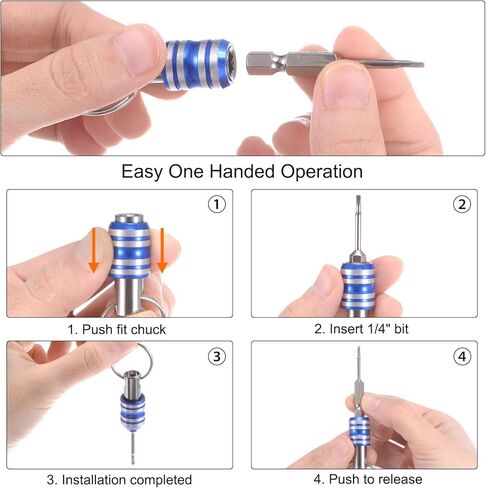 Bit Holder 1/4" Hex Shank Portable Aluminum Alloy Quick Change Screwdriver Drill Bits Holder Tool for Impact Driver Extension Bar, Blue in Saudi Arabia