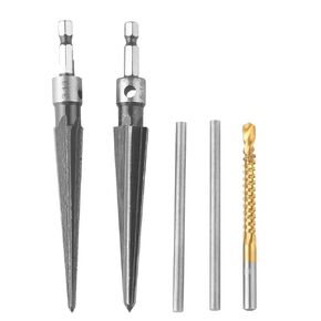 JONMON Tapered Reamer Set and Side Cutting Drill Bit, 3-13mm and 5-16mmHand Reamer Bit with 6mm HSS Drill Bit, T Handle Taper Bridge Pin Hole Drilling Tool for Plastic Wood Reaming