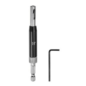2pcs Self Centering Drill Bit Set 1/4", 1/4" Hex Shank Drilling Bits for Wood Working, Cabinet Door Hinge Hole Punch Tool Self Center with Hex Keys L-Shaped, Silver