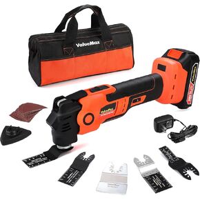 ValueMax 20V Cordless Oscillating Tool with Battery, 3.6°Oscillation Angle Oscillating Saw, 6 Variable Speed Oscillating Multi Tool with Quick-Lock Change System, 16PCS Multitool Blades & Carrying Bag