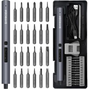 SHARDEN Mini Electric Screwdriver,29 in 1 Small Electric Screwdriver Kit with 24 Magnetic Bits,Precision Screwdriver Cordless Repair Tool for Phone Camera Laptop Watch