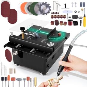 Mini Table Saw,100W Mini Desktop Electric Saw Cutter Speed & Angle Adjustable 16MM Cutting Depth, Seven Speed Adjustable Power Supply,table sawelectrical, mini table saw for crafts