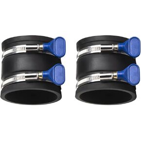 POWERTEC 70337-P2 2-1/2" Dust Control Flex Cuff w/Adjustable Key Hose Clamps, Hose Connector Rubber Cuff Coupler for Woodworking Dust Collection Fittings, Dust Collector Accessories & Machinery, 2 PK