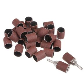 uxcell 30 Pcs 3/4 Inch Sanding Sleeves Sandpaper Set 80 Grit with 2 Pcs 0.79 Inch Drum Mandrels for Rotary Tools