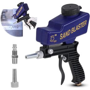 Sand Blaster Gun - Gravity Feed Sandblaster Gun for Metal, Wood Paint/Rust Removal and Glass Etching - Handheld Sand Blaster Gun for Air Compressor, Up to 70-150 PSI Blasting Media, Blue