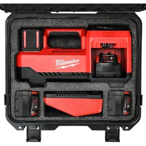 Air Compressor Waterproof Hard Case Compatible with Milwaukee M18 Inflator 2848-20, Air Pump Carrying Bag for Milwaukee Tools, Storage Holder for Battery Pack 18V 3.0 to 9.0 Ah - Black