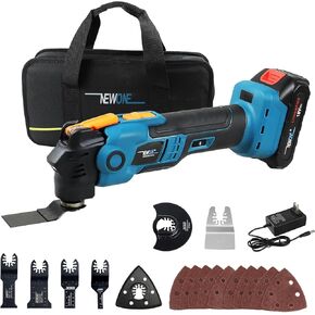 NEWONE Cordless Oscillating Saw Tool kit Battery Powered Tool,18V Max Quick-release Oscillating Multi Tool,6 Speeds,Fast Charger,Carry Bag and 7pcs Saw Accessories