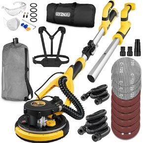Drywall Sander with Labor-Saving Strap, Electric Sander for Drywall with Vacuum Attachment, Auto Dust Absorption, 7 Variable Speed 500-1800RPM, 26' Power Cord, Power Ceiling Sander for Popcorn Ceiling