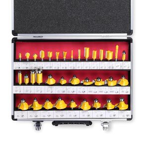 1/4 Shank Router Bit Set of 35 Pieces,Tungsten Carbide Router Bits Set,35B Woodworking Router Bit (1/4inch Shank, 35 Pieces)