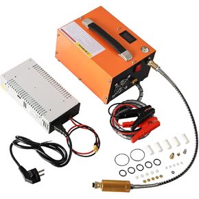 PCP air compressor 300bar 4500Psi/30Mpa anhydrous/oil-free PCP air pump color bullet tank power supply 12V automotive DC 110V AC household power converter and oil moisture filter