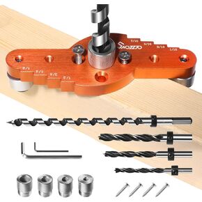 Dowel Jig Kit for Floating Shelf Bracket(& 1/2" x 11.8" Drill Bit), Self-centering Scriber(& 1/4", 5/16", 3/8" Drill Bit),Drill Guide for Hidden Shelf Brackets & Mantels,Centering Hole Drill