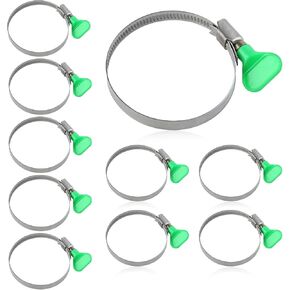 2-1/2 Inch Adjustable Key Hose Clamps, 10 Pack 304 Stainless Steel Thumb Screw Clamps, Dryer Vent Clamp, Pipe Clamp, Worm Gear Clamps for Woodworking Dust Collection Fittings, RV Clamp