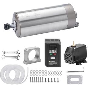 Genmitsu CNC Spindle Motor Kits, 2.2KW Water Cooled Spindle Motor, with VFD & Water Pump, 80mm Diameter Aluminum Clamp Mount, ER20 Collet, 0.003mm Accuracy for CNC Router Machine Metal Carving