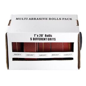 Utoolmart 5 Grits Emery Cloth Roll, 150 240 320 400 600 Grits Abrasive Sand Paper Set for Woodworking Automotive Metal Polishing Each Roll 6M Red Sandpaper Rolls