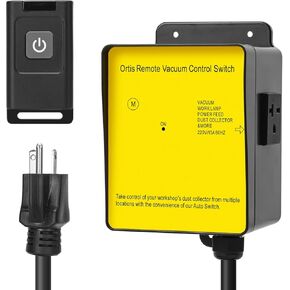 Dust Collector Remote Switch, Ortis 120V Wireless Remote Switch for Dust Collector, 328FT Wireless Range (Battery Included), Heavy Duty Design, Save Your Time and Energy, Enhance Your Work Safety