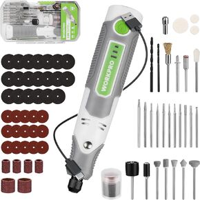 WORKPRO Cordless Rotary Tool Kit with 71pcs Accessories, 3 Variable Speeds, USB Rechargeable Mini Rotary Tool for Engraving, Sanding, Polishing, Carving, Cutting, DIY Crafts - Pink Ribbon