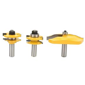 3pcs 1/2in Shank Ogee Raised Panel and Ogee Rail and Stile Router Bit Set, Suitable for Solid Wood, Hardwood, Particle Board, MDF, Plywood, Professional Grade