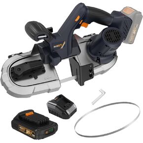 Bandsaw Cordless, MAXXT 2-1/2 inch Brushless Power Metal Bandsaw 20V MAX 2.5" Cutting Capacity 6 Speeds Adjustable, No Hot Sparks When Cutting Metal, Portable BandSaw for Deep Cut