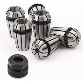 7 Pcs ER11 Spring Collet Set, ER11 1/8'' Collet *3 + ER11 1/4'' Collet*3 + ER11 A M14 Clamping Nut Precision Spring Collet Set for CNC Engraving Milling Lathe Chuck Tool