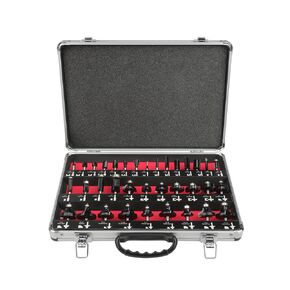 Hoteche 35pcs 1/2" Shank Router Bits Set - Professional Edge Treatment & Grooving Kit with Window Aluminum Case