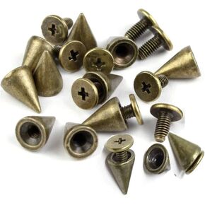 7x10mm Cone Spikes Screwback Studs DIY Punk Rock Bullet Rivets Metal Studs Spike for Leather-Craft Pack of 100 (Bronze)