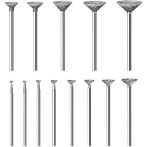 Long Stone Carving Set Diamond Burr Bits Compatible with Dremel, 8PCS Polishing Kits Rotary Tools 100MM Length Cone Accessories with 1/8" Shank for Carving, Engraving, Grinding, Stone, Rocks, Jewelry